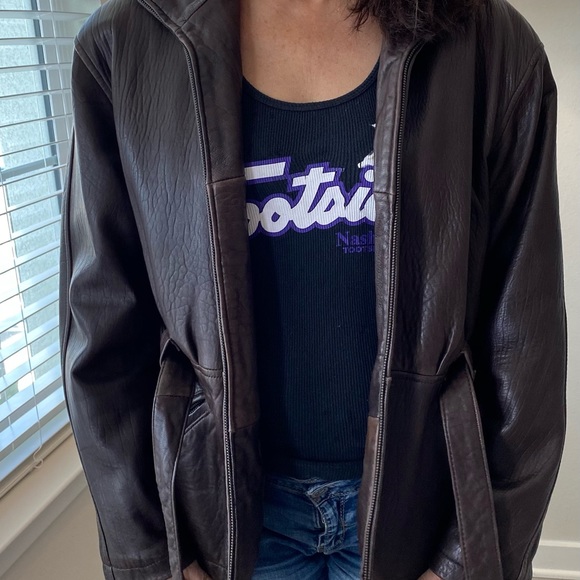 Women’s Brown Leather Jacket, Size Small - Picture 3 of 7
